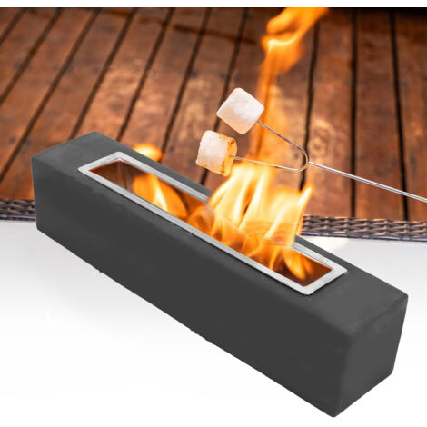 Barbecue de table rectangle portable et innovant - Type Tabletop Fire Pit, Modèle en ciment et acier inoxydable, 45x10x10cm pour chauffage, grillades et décoration intérieure