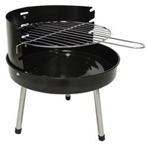 Barbecue de table rond à charbon de bois, réglable en hauteur, en acier émaillé avec grille en acier inoxydable.