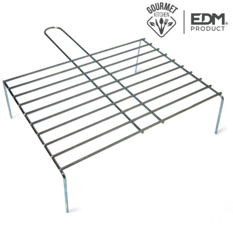 EDM – Barbecue avec pied simple 50x38 cm – Finition zinguée pour durabilité – Conformité CE 1935/2004 – Pour grillades en extérieur