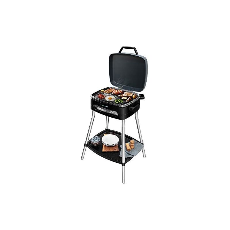 Cecotec - Barbecue électrique de pie avec 2000 w, panneau coupe-vent et plaque en fonte d'aluminium de.