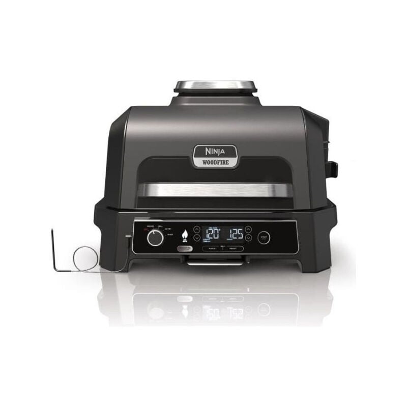 Ninja - Barbecue Electrique - Grillade électrique et fumoir Woodfire Pro xl OG850EU - 4 programmes de cuisson - Thermosonde intégrée