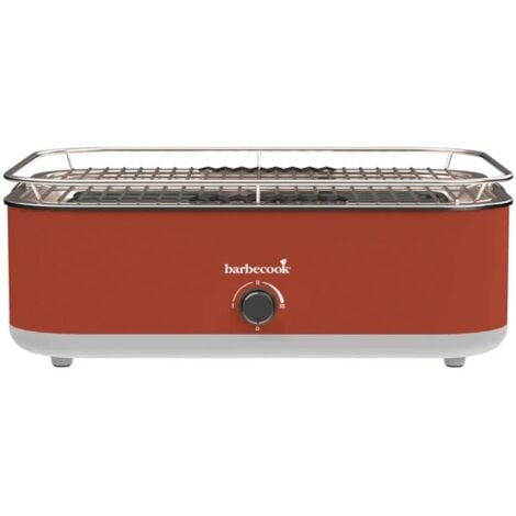 barbecue elettrico da tavolo barbecook "e-carlo" in acciaio inox rosso griglia 38,5x28,5 cm