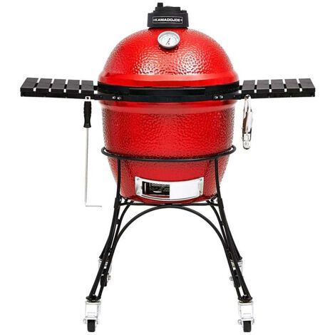 Barbecue en céramique gris 118x122cm – Chariot fonte avec roues – Thermomètre intégré – Système Divide & Conquer pour cuisson variée – Kamado Joe