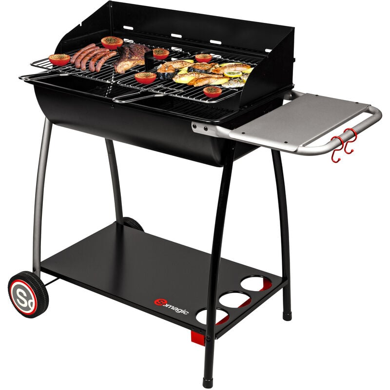 Barbecue en forme de demi-tonneau Noir 104.5x52.5x94 cm