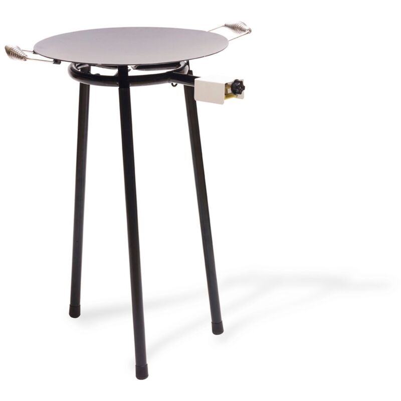 Wellhome - Barbecue en métal black 48x48x84 cm pour Poêle en Fer - Avec Brûleur Circulaire - 100% Métal - Noir