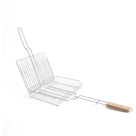 Barbecue et Grill Fumoir - Taille: 5531.5cm - Grill Panier 1pc Argent Double Grille Ajustable, Grille Rectangulaire, Grille - Matériel: Acier Chromé