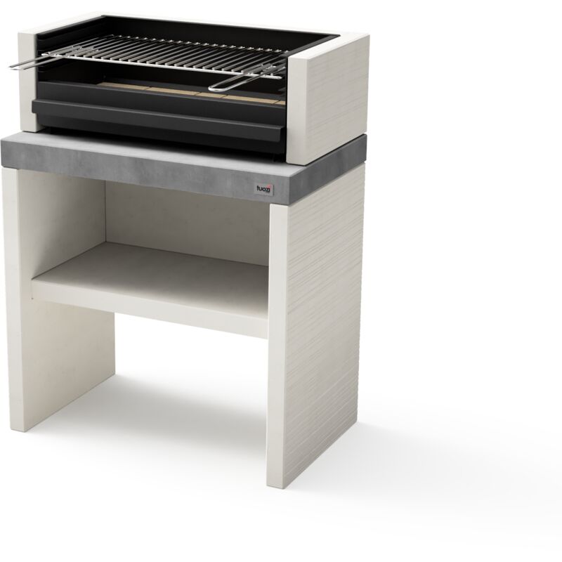Maestro Ferretero - movelar - Barbecue de Construction à Bois et Charbon Modèle plan 1 plus (Gris/Blanc - 78 x 47 x 102 cm)
