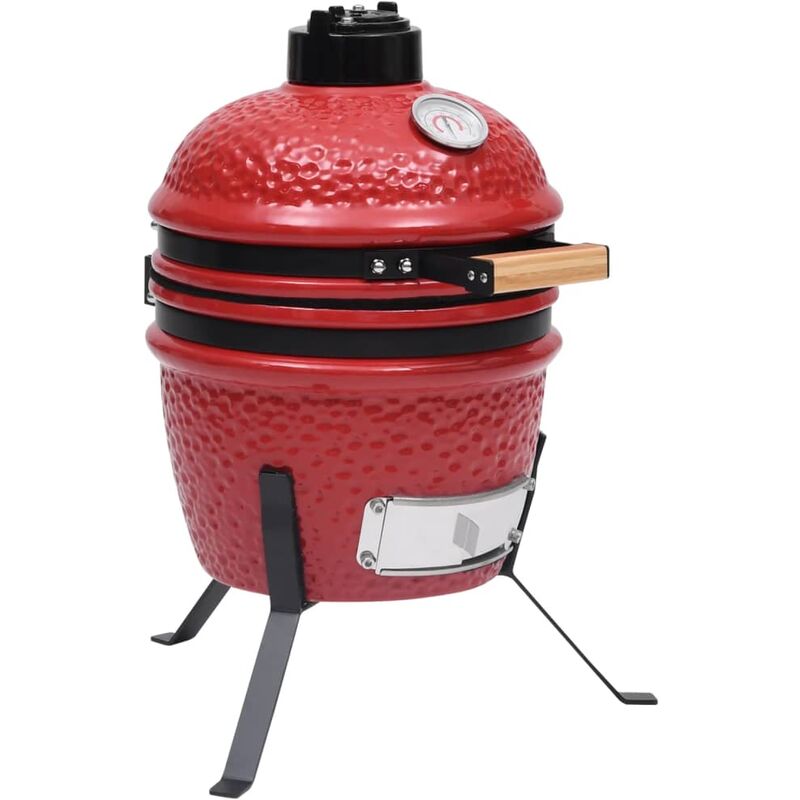 Barbecue à fumoir Kamado 2-en-1 Céramique 56 cm Rouge