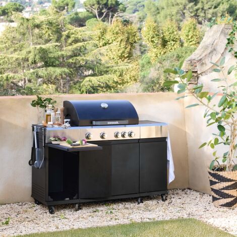 Barbecue à Gaz Klarstein Lucifer 4 - 4 Brûleurs 3.6kW, Surface 69x45 Cm, Acier Inox - Neuf