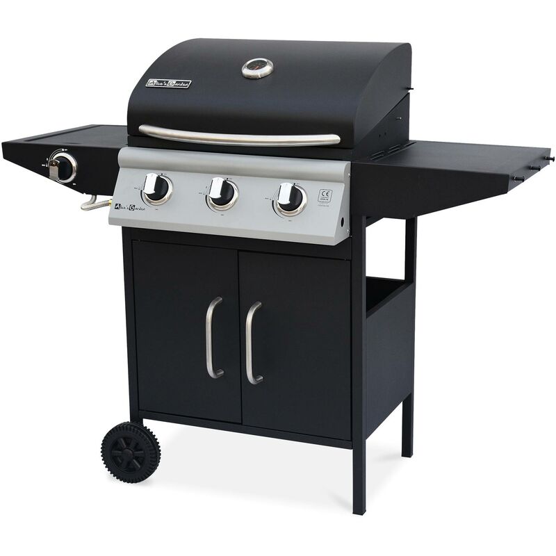 Barbecue gaz Athos Barbecue 3 brûleurs + 1 feu latéral KLARSTEIN Barbecue Gaz Grilles Cuisson Fonte Thermomètre
