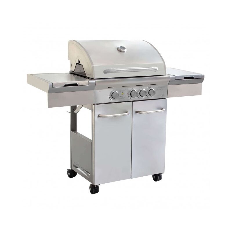 Barbecue à gaz avec trois feux 133,5x52x114,5 cm en acier peint en gris - Matera