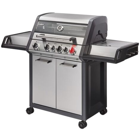 Barbecue à gaz 4 brûleurs Turbo Zone 800 °C – Brûleur arrière infrarouge – Foyer latéral – Bac récupérateur de graisse amovible – Enders