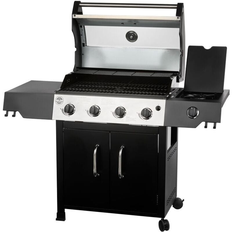 Roster - Barbecue Gaz 5 brûleurs dont 1 Latéral Avec Plancha et Grille de Cuisson Combinées