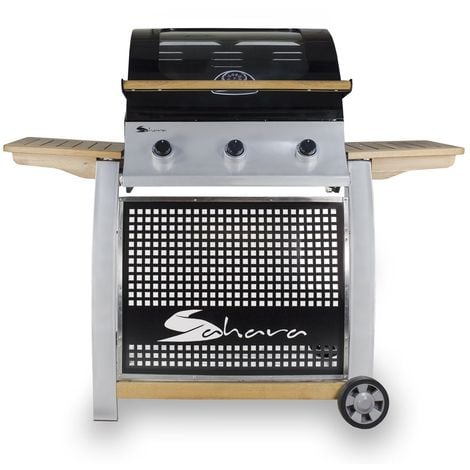Barbecue gaz TEXAS OAK 13.5 KW 3 brûleurs inox connectique gaz incluse