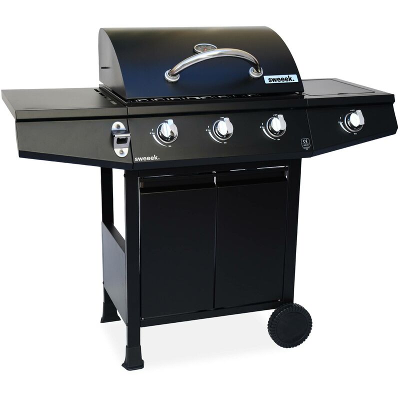Alice's Garden - Barbecue gaz - Treville - Barbecue 3 brûleurs + 1 feu latéral noir. avec thermomètre