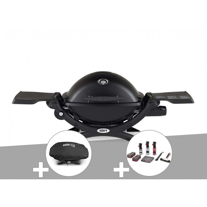 Weber - Barbecue gaz q 1200 Noir avec Housse et Kit de nettoyage