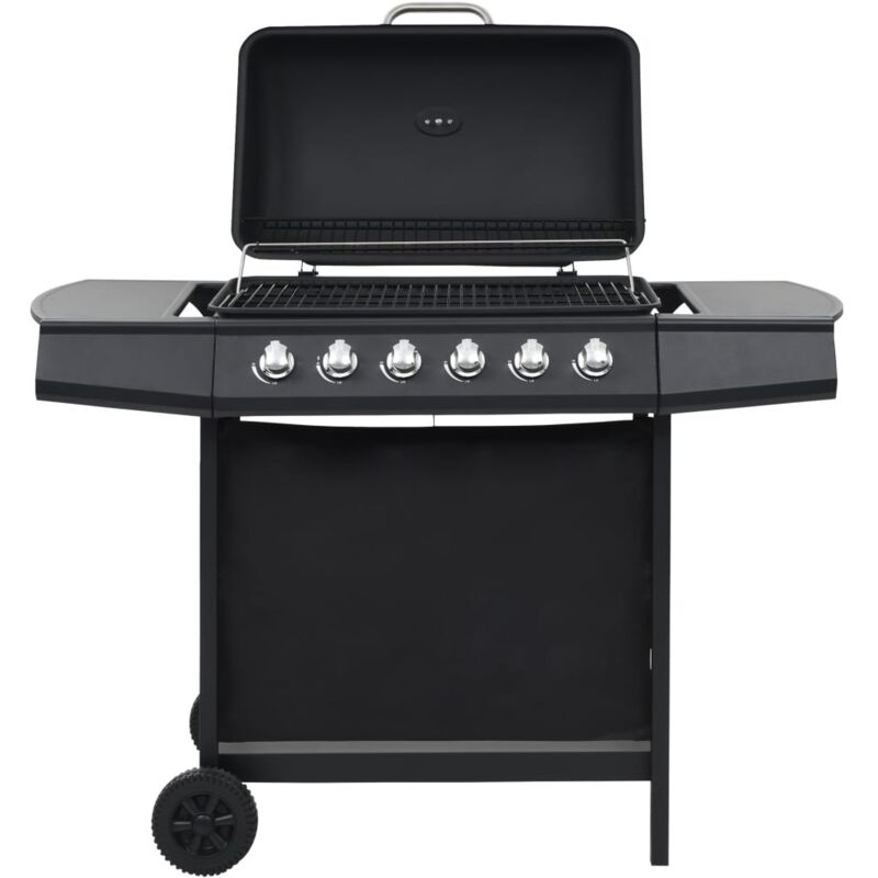 vidaXL Barbecue Griglia a Gas con 6 Fornelli Acciaio Nero - Nero