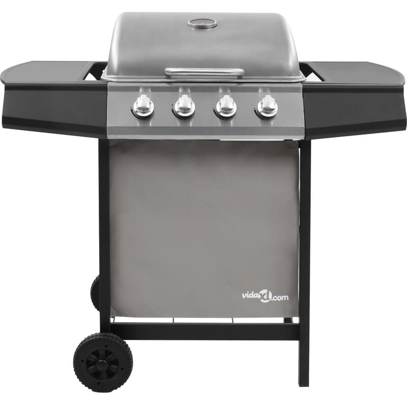 Decdeal - inlife Barbecue gril à gaz avec 4 brûleurs Noir et argenté
