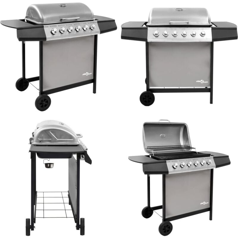 Vidaxl - Barbecue gril à gaz avec 6 brûleurs Noir et argenté - barbecue à gaz - barbecues à gaz - Home & Living - Argent