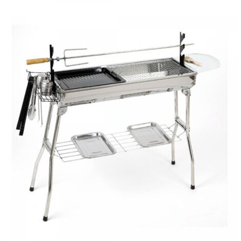 Barbecue portable en acier inoxydable pliable – 4,12 kg – Grilles incluses – Circulation d'air optimale pour cuisson uniforme – Herzberg - HG8112