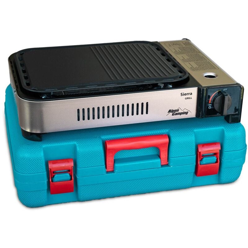 Barbecue grill Plancha gaz 2100W Piezo Haute Qualité + Mallette de transport alpen