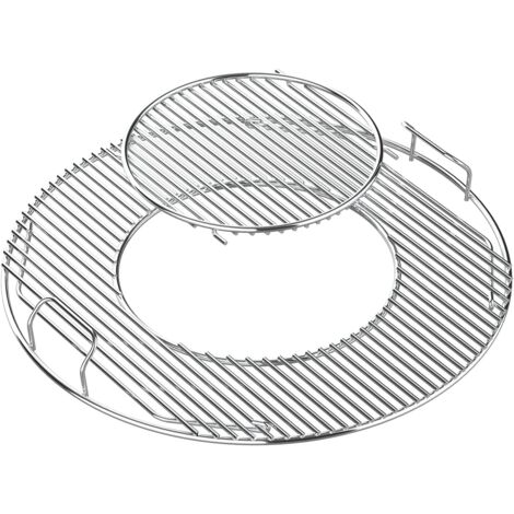 Barbecue Grille de Cuisson en Acier Nickelé Brillant pour Grils à Charbon 44.5CM, Grille de Cuisson à Charnière pour Wok et Grille à Brûler