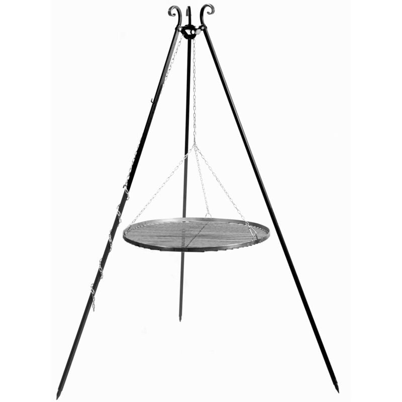 Grille de cuisson suspendue sur trépied, acier, 180m et 70cm Cookking 111224