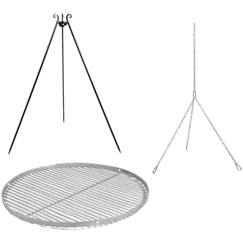 Cookking - Barbecue pivotant en acier avec accessoires de cuisson