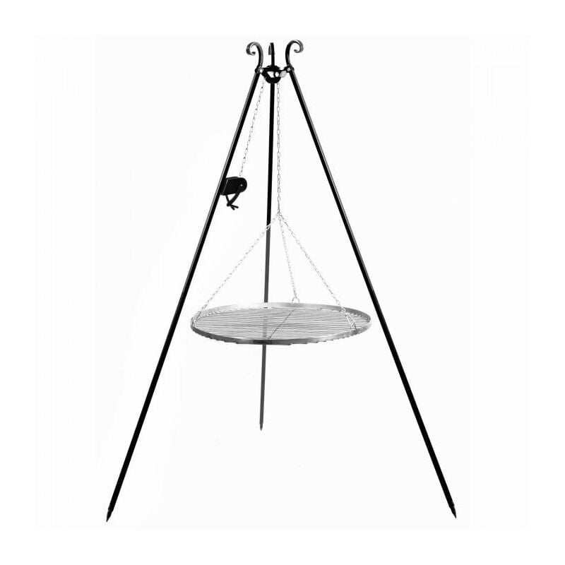 Cookking - Grille de cuisson sur trépied, moulinet inclus, acier inoxydable 111369