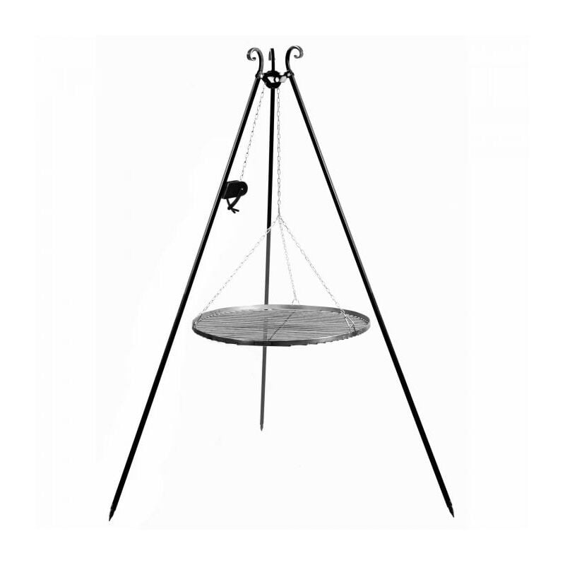 Cookking - Grille de barbecue suspendue sur trépied, 180cm, acier naturel 111353