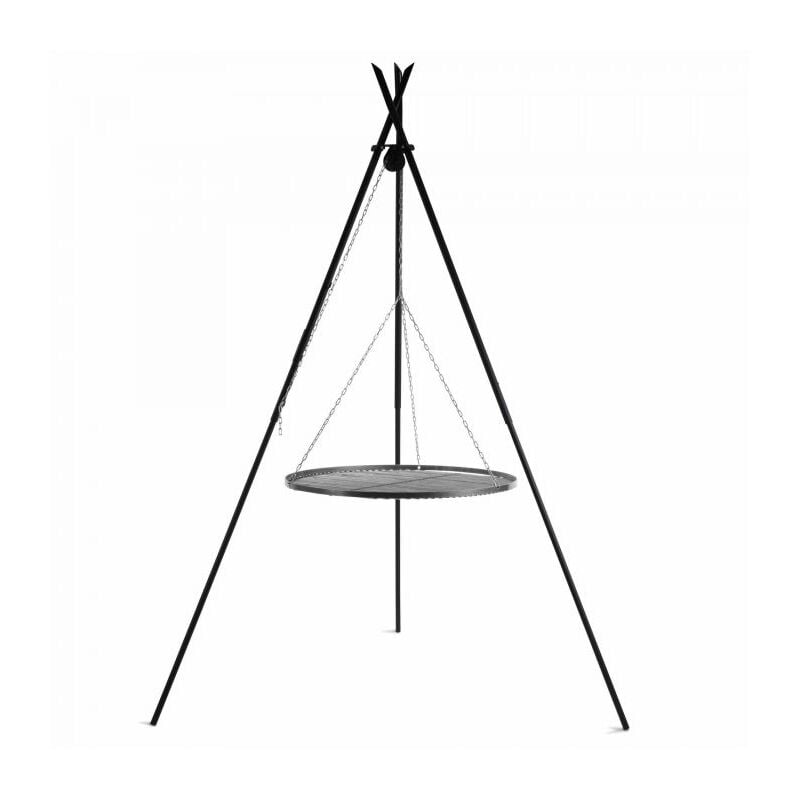 Cookking - Trepied avec grille à rôtir suspendue, 80cm de diamètre, acier naturel 111441