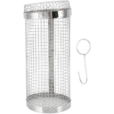 Barbecue Grilling Basket Stainless Steel Heat Resistant Rust Prevention BBQ Grill Cage with Hook for Camping Party 30cm/11.8in