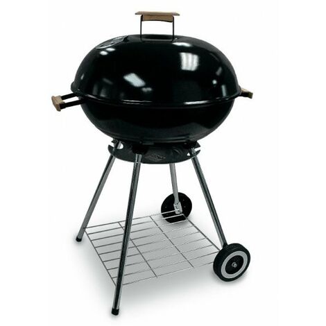 Barbecue in acciaio griglia Ø 56 cm nero con ruote e coperchio Fredi