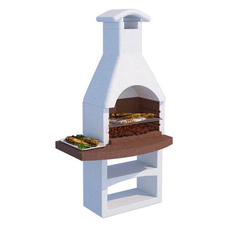 1pz Barbecue In Cemento Vesuvio Con Griglia Cm. 114x70x216 H Kg. 370