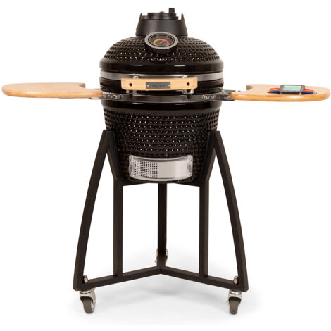 Barbecue kamado céramique compact 16' – Surface de cuisson 34 cm pour 4-6 personnes – Thermomètre Bluetooth VI Smart – Éclairage LED intégré