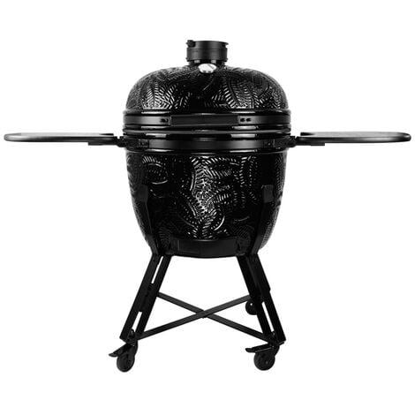 Vidaxl Barbecue À Fumoir Kamado 2-en-1 Céramique 56 Cm Noir à Prix Carrefour