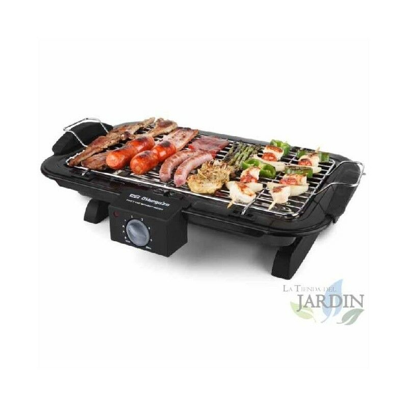 Barbecue électrique de table Orbegozo Dimensions de la grille : 39x21,5 cm. Puissance 2200W.