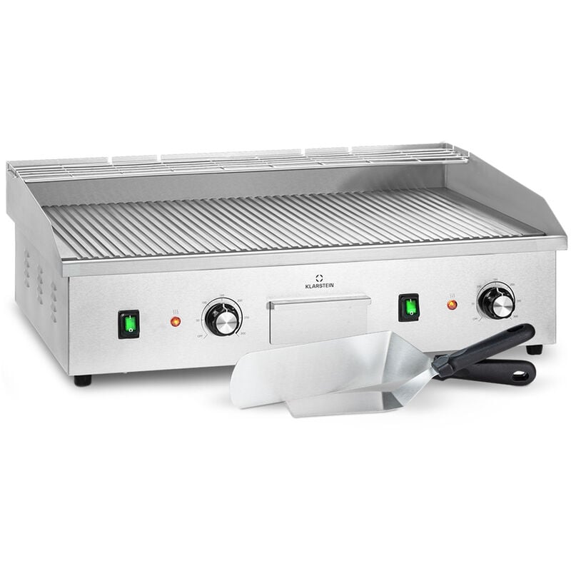 Barbecue électrique Klarstein grillmeile 4400 - 2x2200w plaque de cuisson - surface nervurée