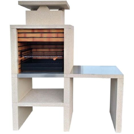 Barbecue pierre et brique avec plan de travail Beja - revêtement inox