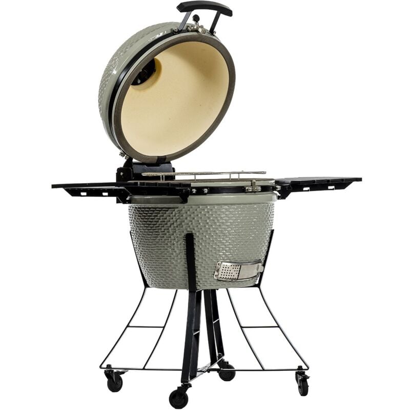 Barbecue Kamado Gris Cuve Céramique Grille ø 52cm Thermomètre intégré Housse et Tisonnier offerts Pit Boss grey