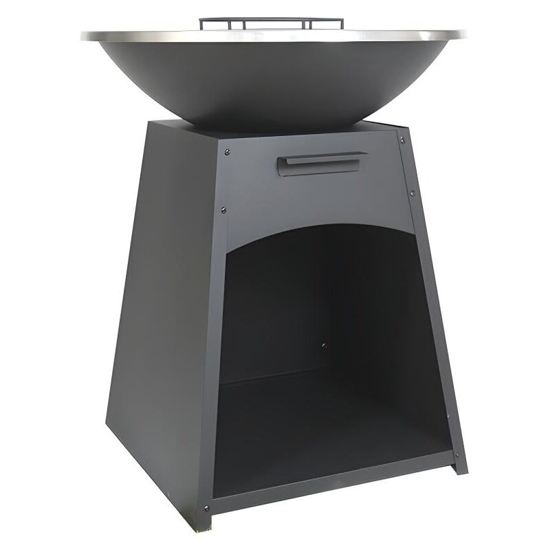 Vente-unique - Barbecue plancha brasero en acier - L81 x l81 x H96 cm - Noir - corvera