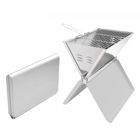 Barbecue pliable au charbon de bois, barbecue de camping, barbecue de table en acier inoxydable, 31 x 39 cm