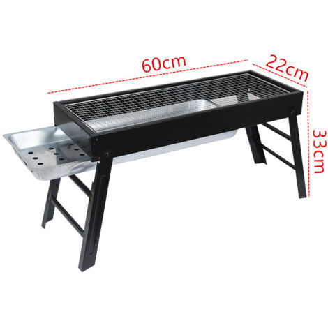 Barbecue pliable avec support pour feu de camp, pour 3 à 7 personnes, léger, facile à monter, accessoire de barbecue, équipement de camping, équipement de plein air (avec tiroir, pour 3 à 7 personnes)