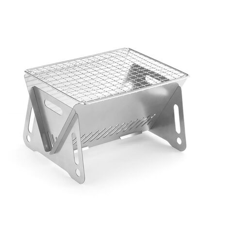 Barbecue pliable en acier inox pour camping extérieur, four à charbon 210x160x125mm avec gril BBQ