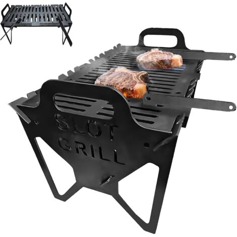 Barbecue pliable pour charbon de bois - Barbecue avec bac pour camping et