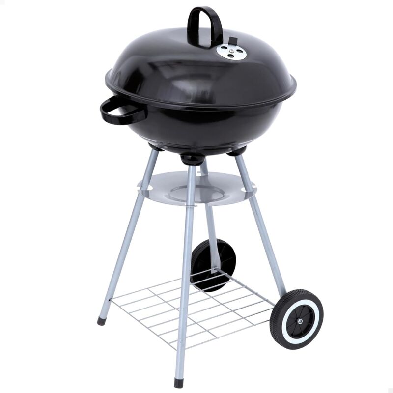 KZQ - Barbecue portable au charbon de bois avec deux grilles, Noir, Diametro 44