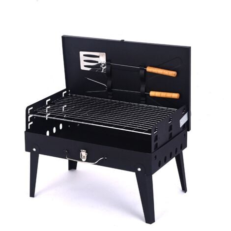 Barbecue portable au charbon de bois avec spatule à fourchette Petits barbecues pour cuisiner, pique-nique, camping
