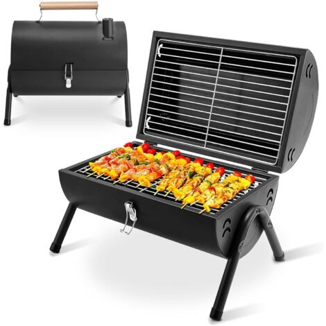 Barbecue portable au charbon de bois pliable double face pour l'extérieur et le jardin en plein air, camping, randonnée, pique-nique, noir