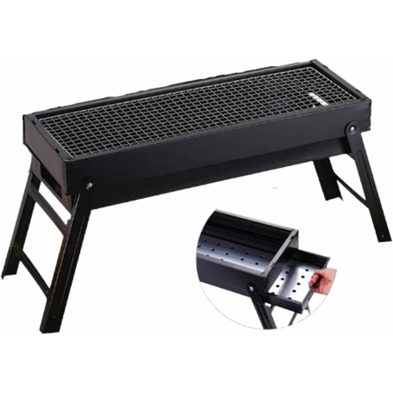 Qiyao - Barbecue portable, Barbecue au charbon 60 x 33 x 20.5 cm - RWBarbecue portable