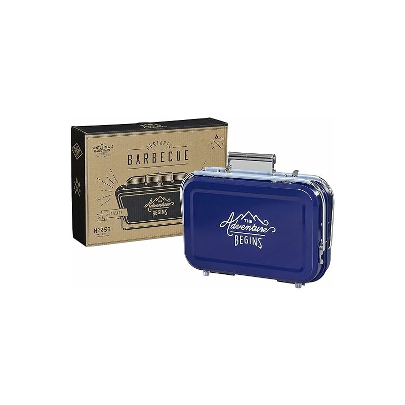 Rqiurpn - Barbecue portable Bleu,Grand barbecue style valise 32 x 31,5 x 40 cm